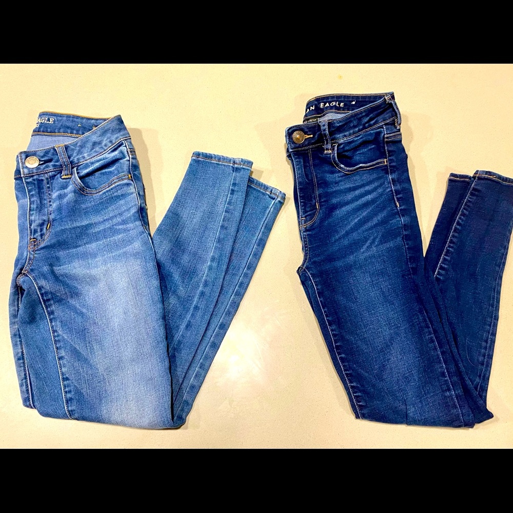 2 pair American Eagle super stretch jeans jeggings 2 short